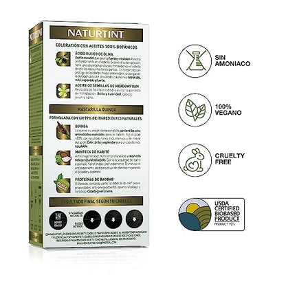 NATURTINT Biobased, Coloración Permanente Sin Amoniaco, 100% Cobertura de Canas, Tinte para el Cabello con Ingredientes Naturales, Color Intenso, Natural y Durader