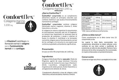 Nature Essential - Colágeno en Polvo Hidrolizado - 90 Comprimidos - 2 de Meses - Favorece a las Articulaciones y Huesos - Confortflex 1200 mg
