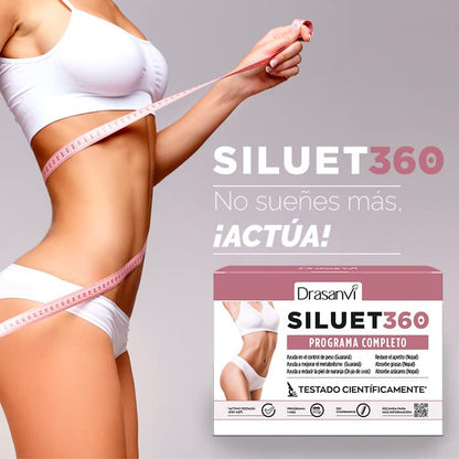 Drasanvi SILUET 360 - Programa completo - Fiit-ns® + Nopal + Picolinato de Cromo + Ácido hialurónico - Ayuda en el control de la pérdida de peso - 120 comprimidos, 1