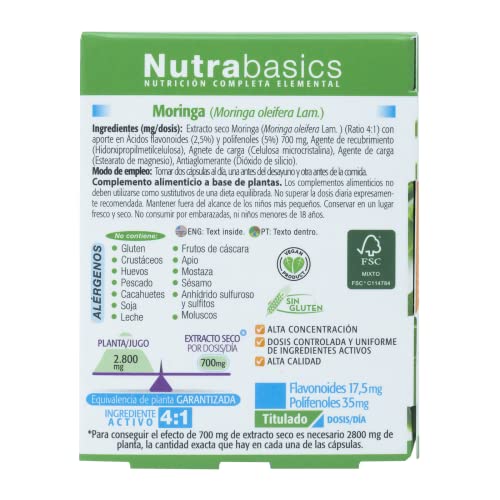 Drasanvi, Nutrabasics Moringa, 60 Cápsulas, 29.2 g