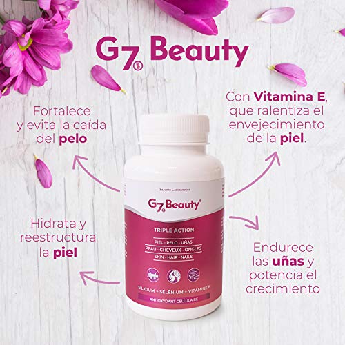 G7 Beauty. Antioxidante Celular. Silicio Enriquecido Con Vitamina E Y Selenio. Ayuda A Mantener La Salud Y La Belleza De La Piel, El Cabello Y Las Uñas. 60 Cápsulas.