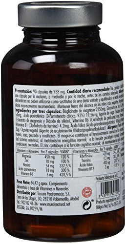 Mondonatural, Tendiplus Bisglicinato de Magnesio, Zinc y Complejo B, 90 Capsulas