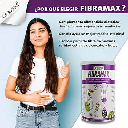 DRASANVI Fibramax l Combinación de Fibra Soluble e Insoluble l con Manzana, Fibra de trigo, Ispágula y Fibra de avena |Fundamental para el Tránsito Intestinal l Saciante