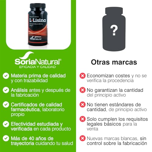 Soria Natural - vit&min L-Lisina – Apoya la Recuperación en Lesiones - Ayuda en Alteraciones Articulares, Óseas - Reforzado con Selenio, Ácido Ascórbico, Zinc y Vitamina B6-60 comprimidos de 900mg