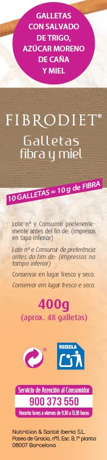 Dietisa - Suplemento Fibrodiet 400G Galletas Fibra Y Miel
