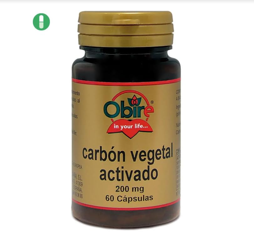 Obire | Carbon Vegetal Activado 200 miligramos | 60 cápsulas | Carbón Activo I Propiedades Depurativas y Digestivas I Detox