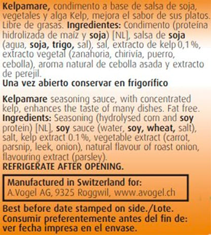 A.Vogel Kelpamare | Salsa de Soja con Vegetales y Alga Kelp | Condimento a base de Kelp Natural Suizo | Ingredientes Frescos y Orgánicos | 85 ml .