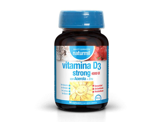 Naturmil | Vitamina D3 Strong 4000 UI - 90 Perlas | Con Acerola y Zinc | 90 días