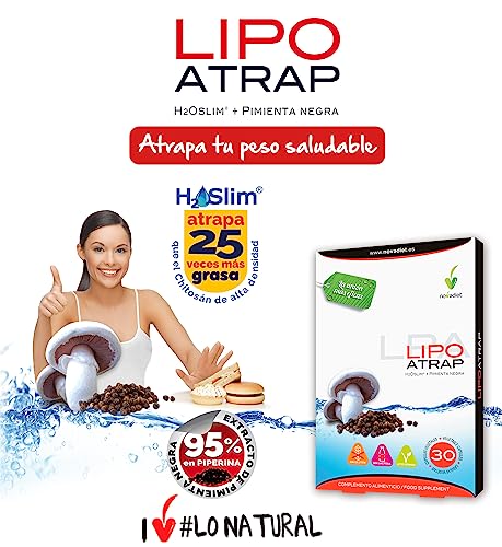 Novadiet - LIPOATRAP Cápsulas con H2OSlim® y Pimienta Negra - Control de Peso, Regulación Lípidos - Apoyo Sobrepeso, Obesidad, Equilibrio Saludable para tu Cuerpo - 30 Cápsulas