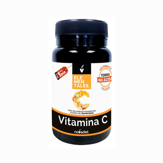 Novadiet - ELEMENTALES VITAMINA C con Vitamina C - Para Reforzar el Sistema Inmune, Proteger las Células y Promover la Salud - Antioxidante Natural - Apoya la Formación de Colágeno - 30 Comprimidos