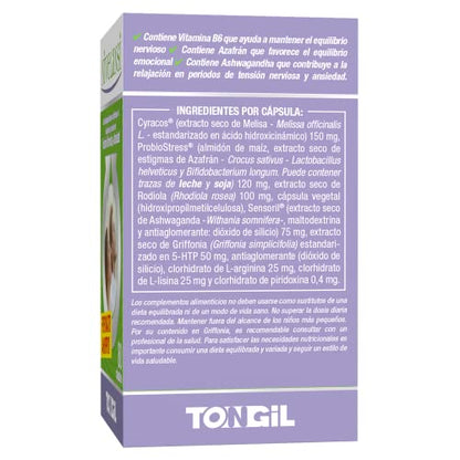 Nivelansi 80 Cápsulas con Ashwagandha y Rhodiola, Azafrán, 5HTP, Griffonia, Melisa, Vitamina B6 | Tensión Nerviosa y Ansiedad | Fórmula Equilibrada | Ansiedad Pastillas Naturales TONGIL