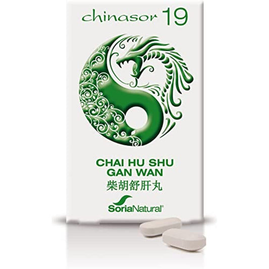 Soria Natural Chinasor 19 Chai Hu Shu Gan Wan – Ayuda a Reforzar el Qi del Hígado – Ayuda a Armonizar Hígado y Bazo - Plantas Medicinales de Origen Asiático - 30 Comprimidos de 1,5g