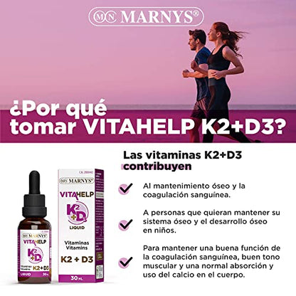 Marnys Vitamina K2-D3 Líquida, Huesos y Circulación Saludables, Botella con Pipeta 30 Ml 80 g