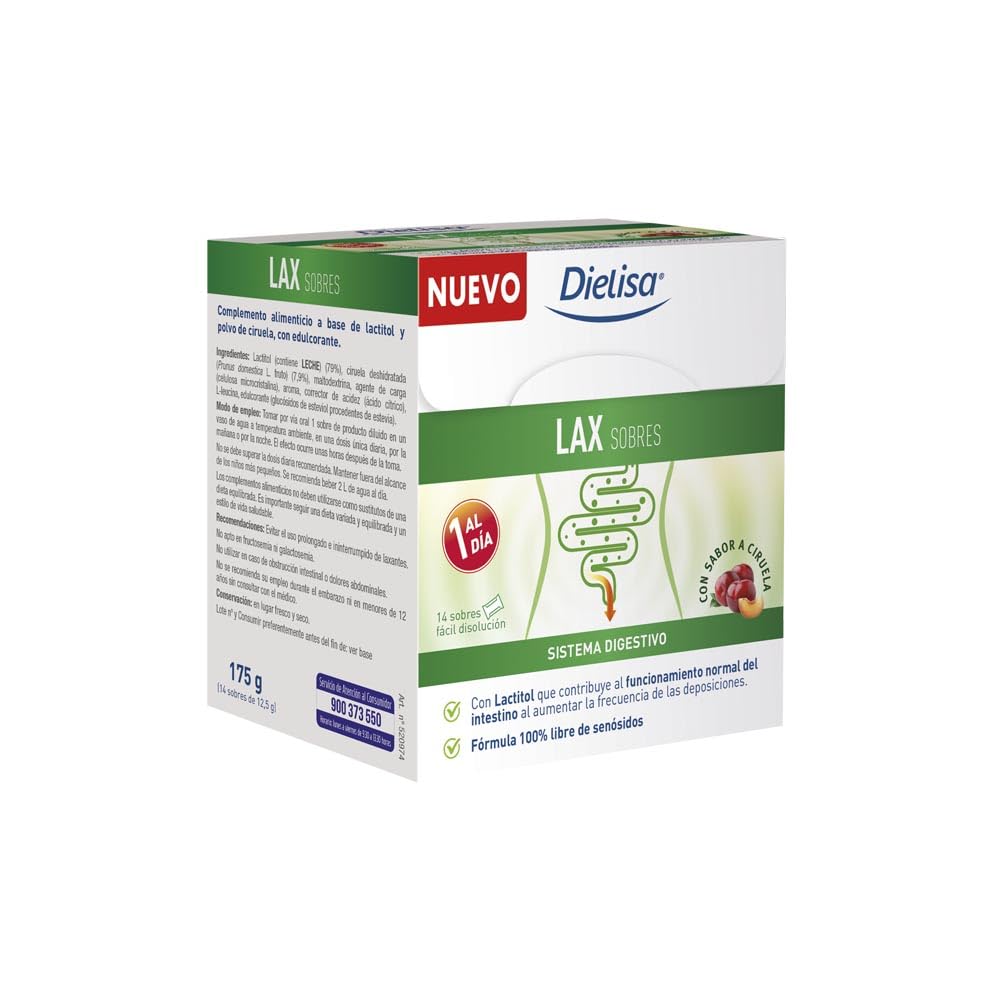 Dielisa LAX sobres, con Lactitol que contribuye al funcionamiento normal del intestino, 14 sobres