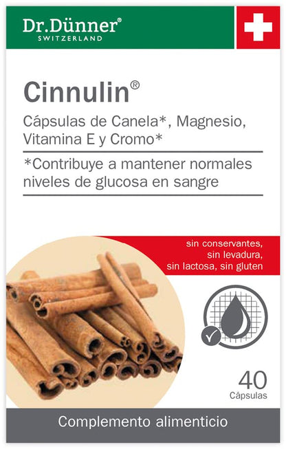 Salus - Cinnulin Complemento Alimenticio - 40 Cápsulas - Ayuda a Mantener Niveles Normales de Glucosa en Sangre - Elaborado con Extracto de Corteza de Canela de Ceilán, Vitamina E, Cromo y Magnesio