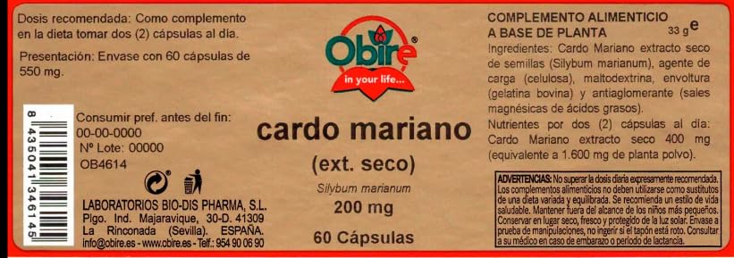 Nature Essential | Cardo Mariano con Extracto Seco | 200 mg | 60 Cápsulas | Favorece la Detoxificación del Hígado