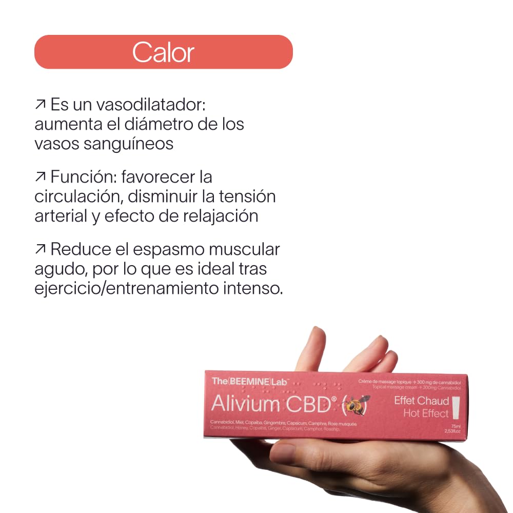 Alivium CBD 75 ml - Efecto calor - Sensación de alivio local con Cannabidol, Árnica y Miel - Crema dolores muscualres y articulaciones - Crema con cáñamo