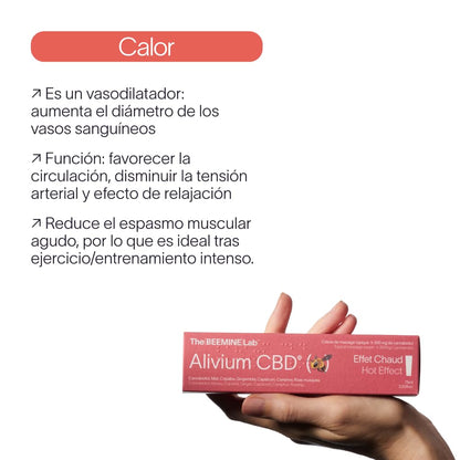Alivium CBD 75 ml - Efecto calor - Sensación de alivio local con Cannabidol, Árnica y Miel - Crema dolores muscualres y articulaciones - Crema con cáñamo
