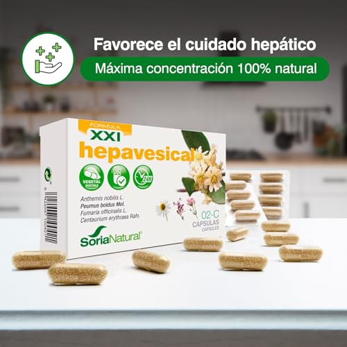 Soria Natural Hepavesical Cápsulas - Apoya el Cuidado Hepático - Liberación Prolongada para Efecto Largo y Sostenido - Mezcla de Manzanilla Amarga, Fumaria, Boldo y Travalera - 30 Cápsulas 690 mg