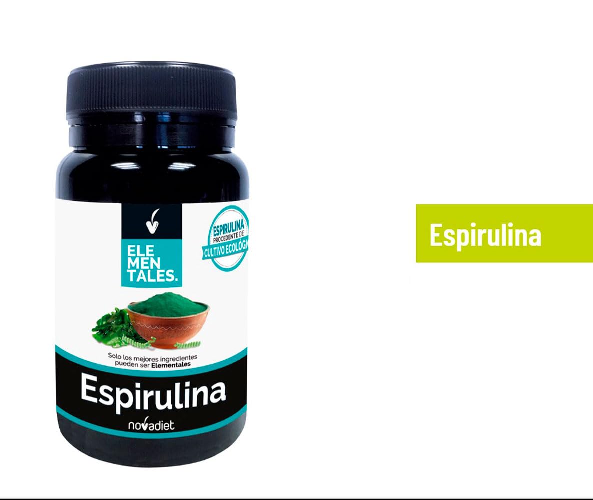 Novadiet - ELEMENTALES ESPIRULINA Cápsulas con Espirulina - Complemento Alimenticio Nutricional - Para Aportar Proteínas, Aminoácidos y Antioxidantes - 60 Cápsulas Vegetales