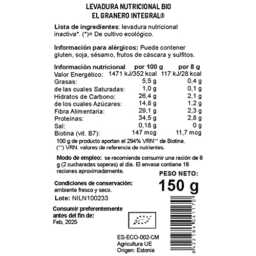 El Granero Integral, Levadura Nutricional ln Bio, 150 gr
