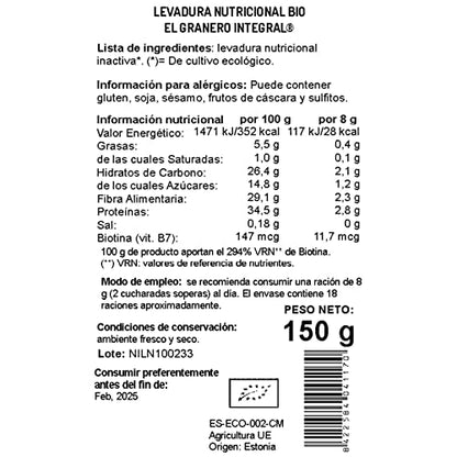 El Granero Integral, Levadura Nutricional ln Bio, 150 gr