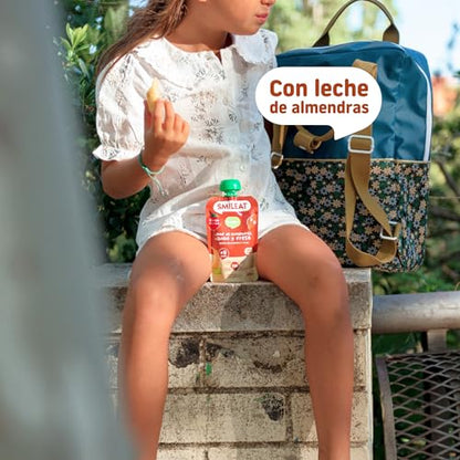 Smileat - Pouch de Leche de Almendra, Cacao y Fresa, Ingredientes Naturales Bebibles, Para Bebés a Partir de los 9 Meses - 100g
