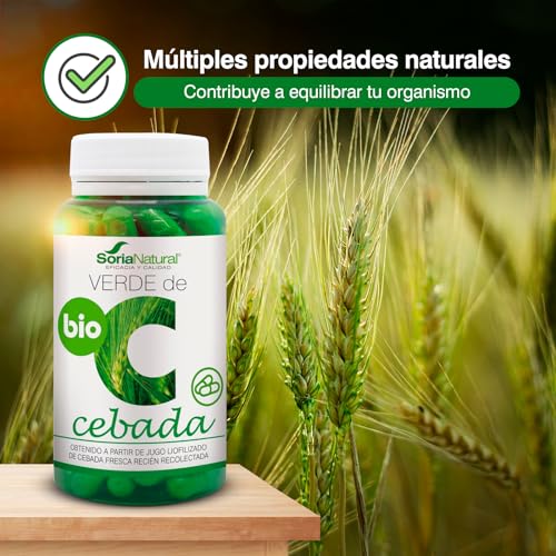 Soria Natural Verde de Cebada – Contribuye a Equilibrar tu Organismo - Aporta Alto Contenido en Ácidos Grasos Esenciales, Antioxidantes, Oligoelementos y Enzimas - 100% Natural - 80 Cápsulas de 580mg