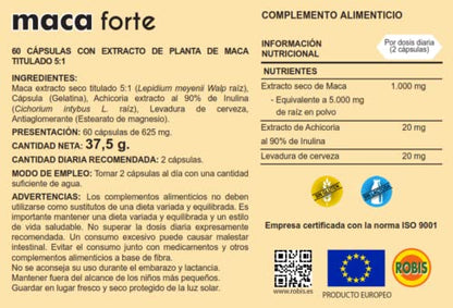 Robis Maca Forte Complemento Alimenticio Natural - 60 Cápsulas