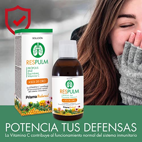 Prisma Natural - Solución Respulm - Jarabe natural Expectorante 250ml para Adultos.Ingredientes naturales como: Miel, Aloe Vera, Propolis, sol de oro, vitamina c...ideal para tos, garganta y alergias.