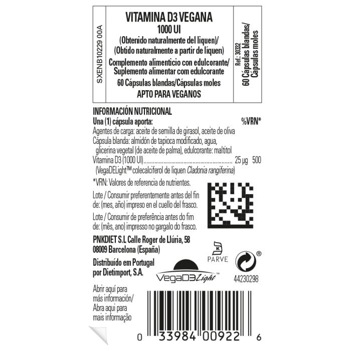 Solgar | Vitamina D3 Vegana 1000 UI | Huesos y Sistema Inmune | 60 Cápsulas Veganas |