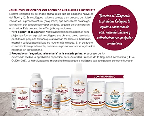 Ana Maria Lajusticia - Colágeno con magnesio y vit c – 350 gramos (sabor fresa) articulaciones fuertes y piel tersa. Regenerador de tejidos con colágeno hidrolizado tipo 1 y 2.