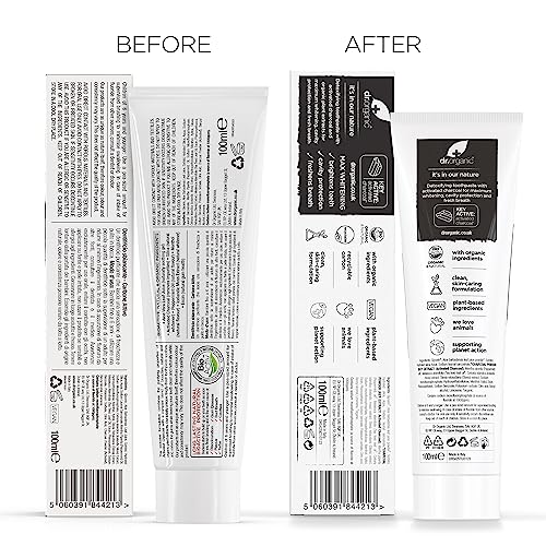 Dr. Organic Pasta De Dientes Carbón Activado, 100 ml (Paquete de 1)