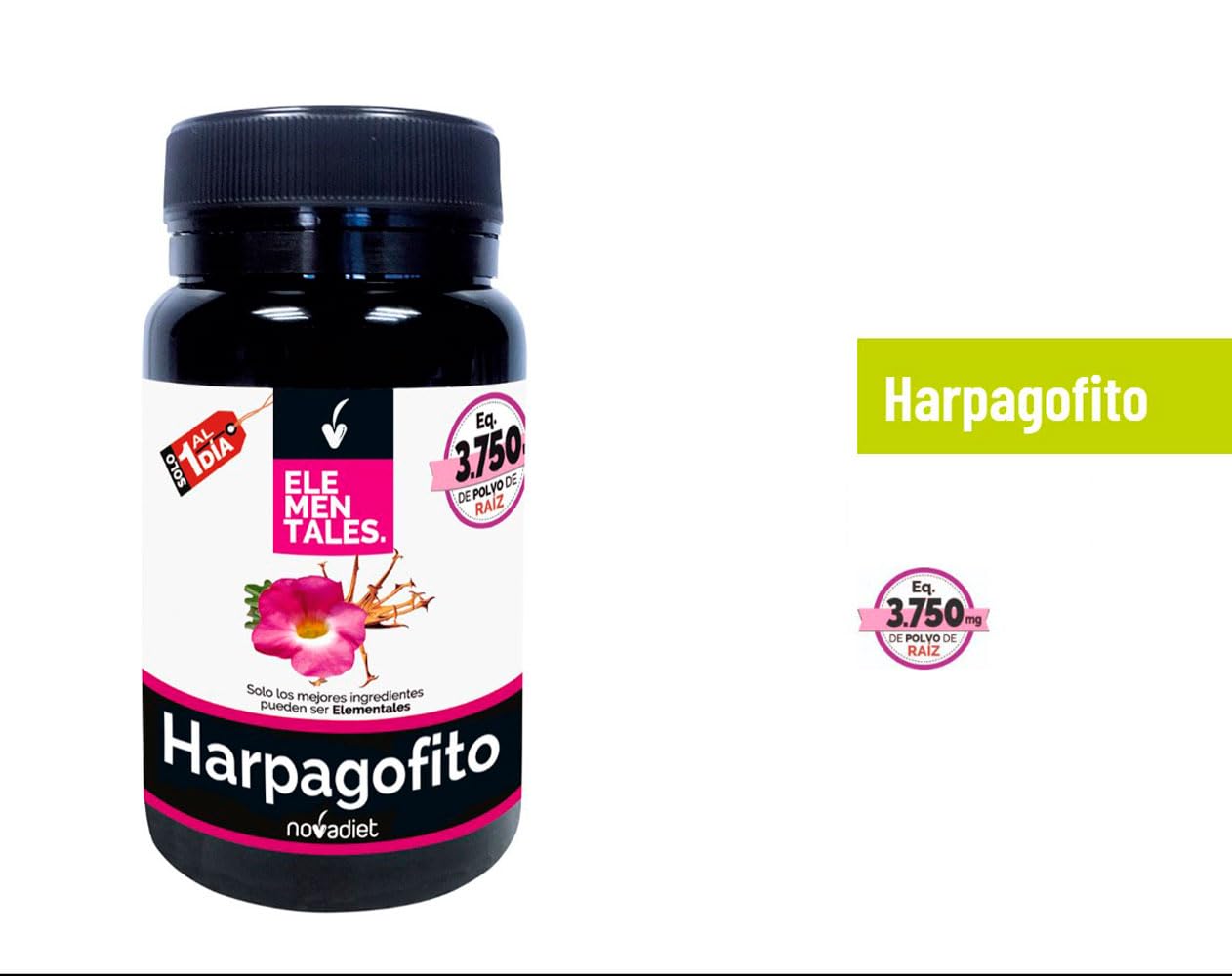 Novadiet - ELEMENTALES HARPAGOFITO Cápsulas con Harpagofito - Complemento Alimenticio - Para Disminuir el Dolor y la Inflamación - 30 Cápsulas Vegetales