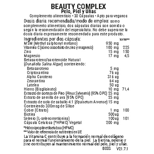 Viridian Beauty Complex - Pelo, Piel y Uñas - 30 Cápsulas
