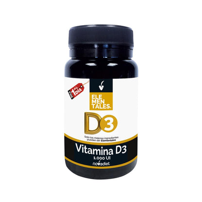 Novadiet - ELEMENTALES VITAMINA D3 Comprimidos con Vitamina D - Para la Salud Ósea y Dental - Promueve el Bienestar General - Refuerza el Sistema Inmunológico - 120 Comprimidos