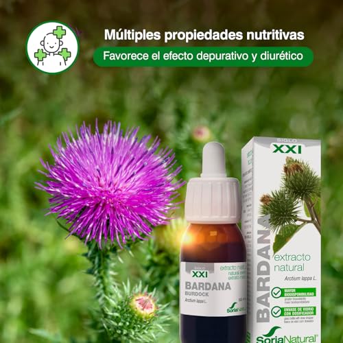 Soria Natural Bardana Extracto - Favorece la Acción Diurética, Apoya la Depuración del Organismo - 100% Puro - Suplemento de Bardana Potente Diurético Natural - Botella de 50 ml