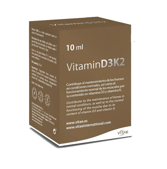 Vitae Vitamin D3K2 10ml | Complemento alimenticio en forma de gotas | Salud ósea y fortalecer el sistema inmune | Cuidado muscular