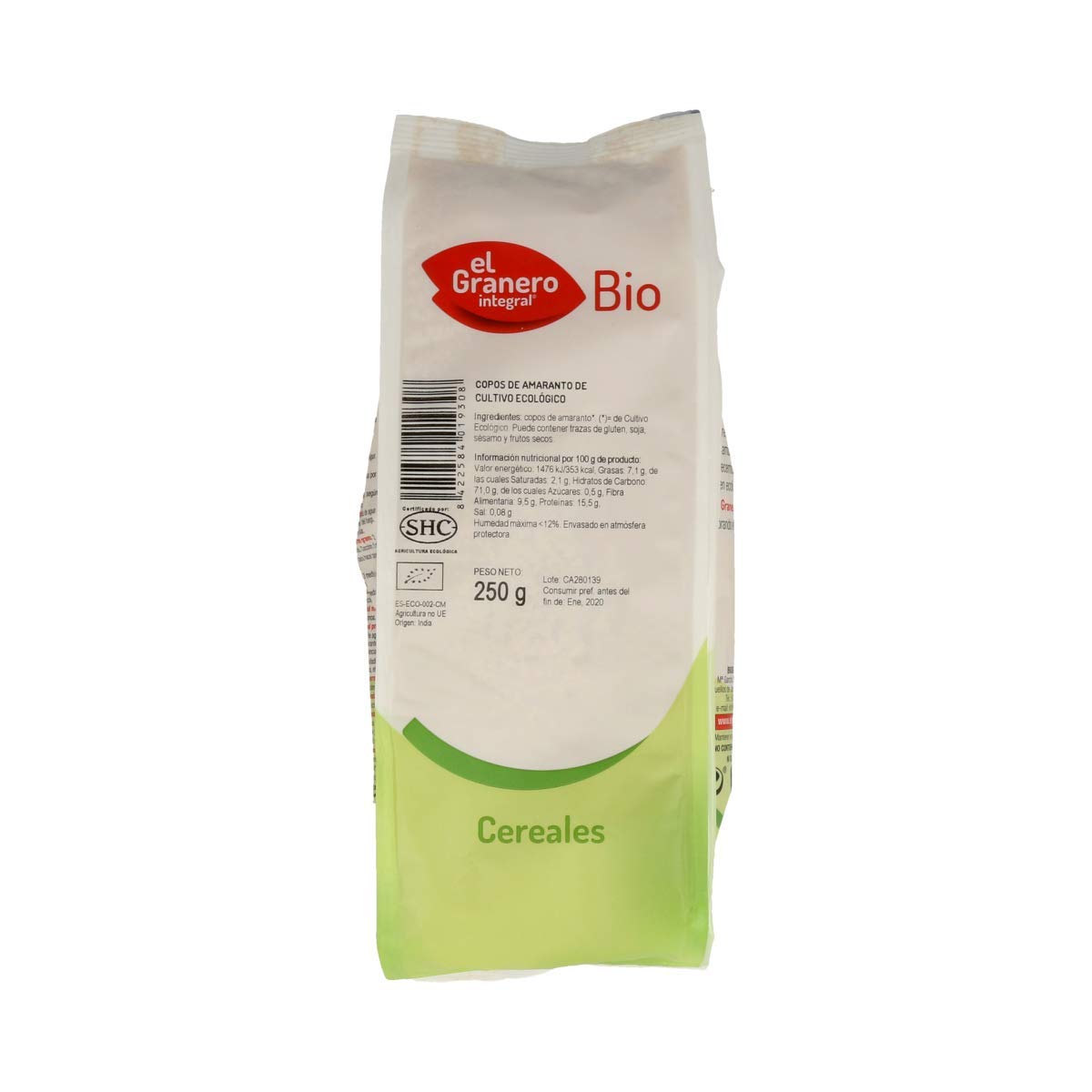 El Granero Integral Copos DE Amaranto Bio gr EN Bolsa, No aplicable, 250 g (Paquete de 1)