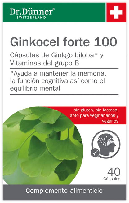 Salus - Ginkocel Forte Complemento Alimenticio - 100 Cápsulas - Ayuda a Mantener la Memoria, la Función Cognitiva y el Equilibrio Mental - Contiene Ginkgo Biloba y Vitaminas del Grupo B
