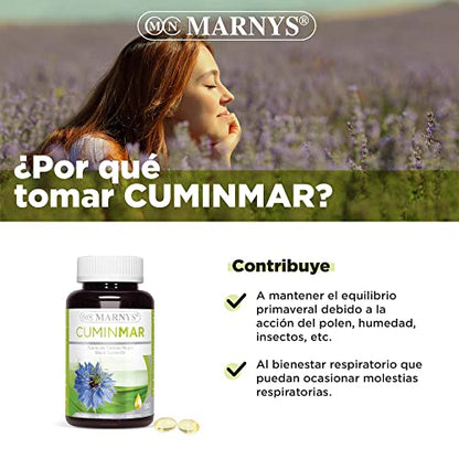 Cuminmar MARNYS, Cápsulas de Aceite de Comino Negro, Para las Molestias Respiratorias en Primavera, 50 Cápsulas