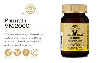 Solgar, Formula VM-2000, Suplemento Alimenticio que Ayuda al Bienestar y a la Inmunidad, Con 32 Vitaminas, Para Hombre y Mujer, 30 Cápsulas