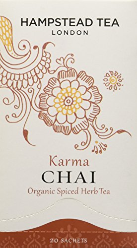 Hampstead Tea London Té de hierbas aromáticas Karma Chai orgánico / Infusión orgánica Karma Chai con hierbas y especias - 1 x 20 sobres (40 gramos)