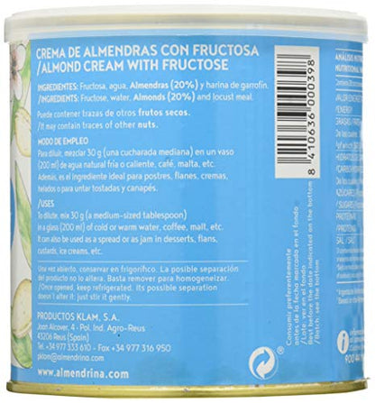 Klam Almendrina C/Fructosa 850 Gr Bote 850 Gr Crema Almendras - 400 g