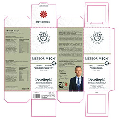 Gianluca Mech - Meteor-Mech, Suplemento Alimenticio Keto de 500 ml, Contrarresta los Gases Intestinales y la Sensación de Hinchazón Abdominal, con Regaliz y Alcaravea, Vegano