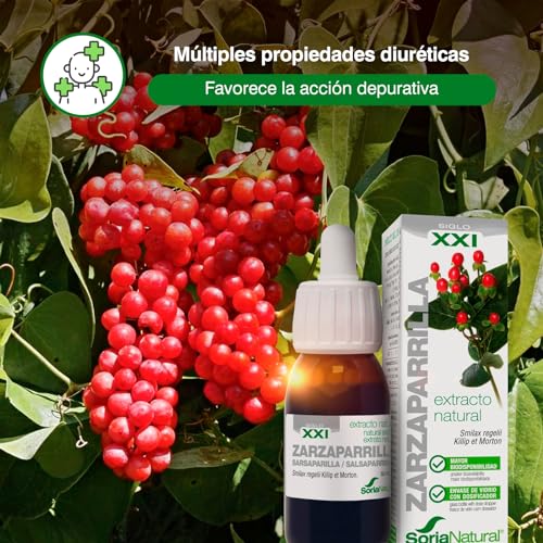 Soria Natural Zarzaparrilla Extracto en Gotas – Propiedades Diuréticas y Depurativas – Apoya la Salud del Organismo - 100% Natural – Favorece la Eliminación de Líquidos- Frasco de 50 ml.