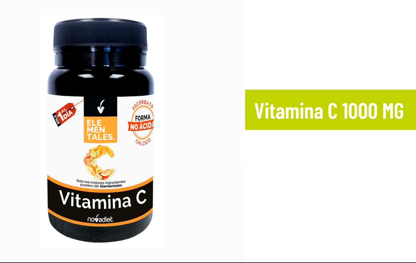 Novadiet - ELEMENTALES VITAMINA C con Vitamina C - Para Reforzar el Sistema Inmune, Proteger las Células y Promover la Salud - Antioxidante Natural - Apoya la Formación de Colágeno - 30 Comprimidos