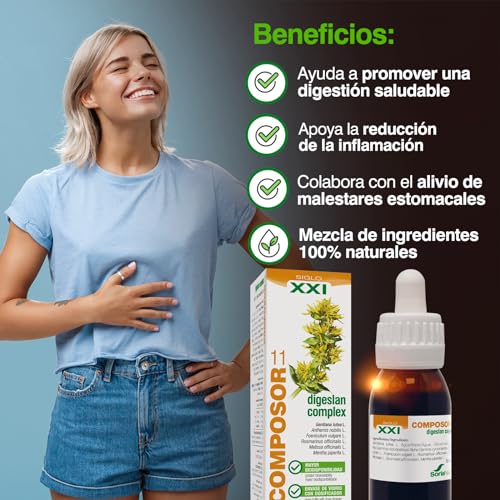 Soria Natural Composor 11 Digeslan Complex – Con Genciana, Manzanilla Amarga, Hinojo, Romero, Melisa, Bromelaína y Menta – Ayuda a las Digestiones - Enzimas con Propiedades Tónico Digestivas - 50ml