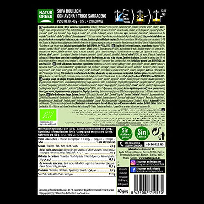 NaturGreen Sopa Bouillon con Avena y Trigo Bio 40g
