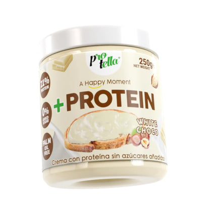 Protella - Crema Proteica De Chocolate Blanco Con Avellanas Tostadas. Sin Azúcares Añadidos Y Sin Aceite De Palma Con 20% De Proteína, 250g